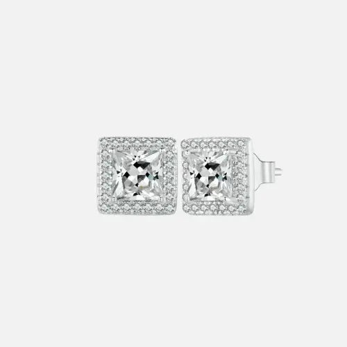 Iced Square Stud Earrings - S925