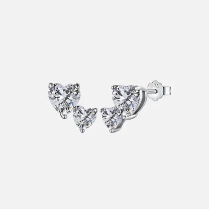 Iced Double Hearts Earrings - S925